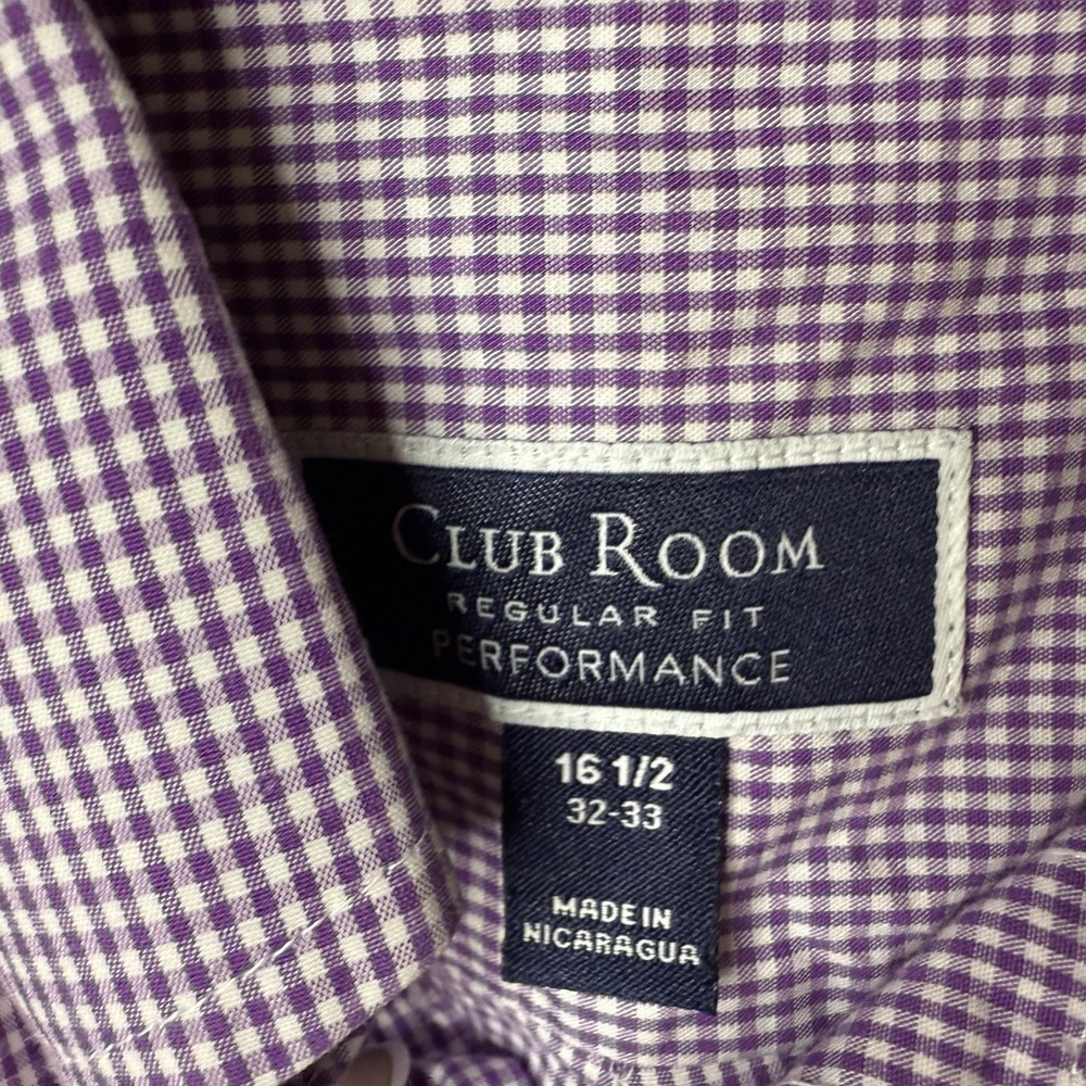 Club Room Men's Button Down Purple Pinstriped Dress Shirt 16 1/2 32-33 Regular - Picture 4 of 5